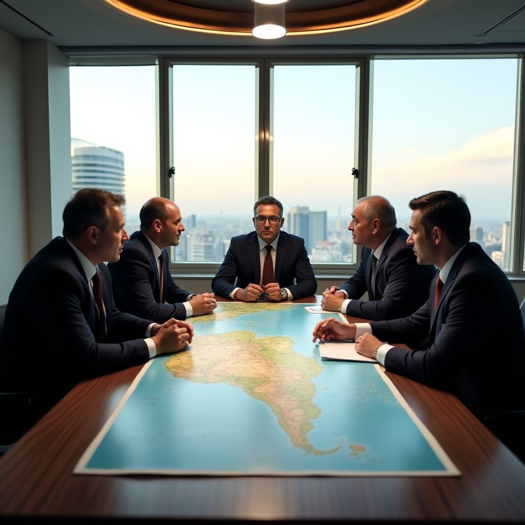 Equipo directivo de InvertPetroPro en oficina principal